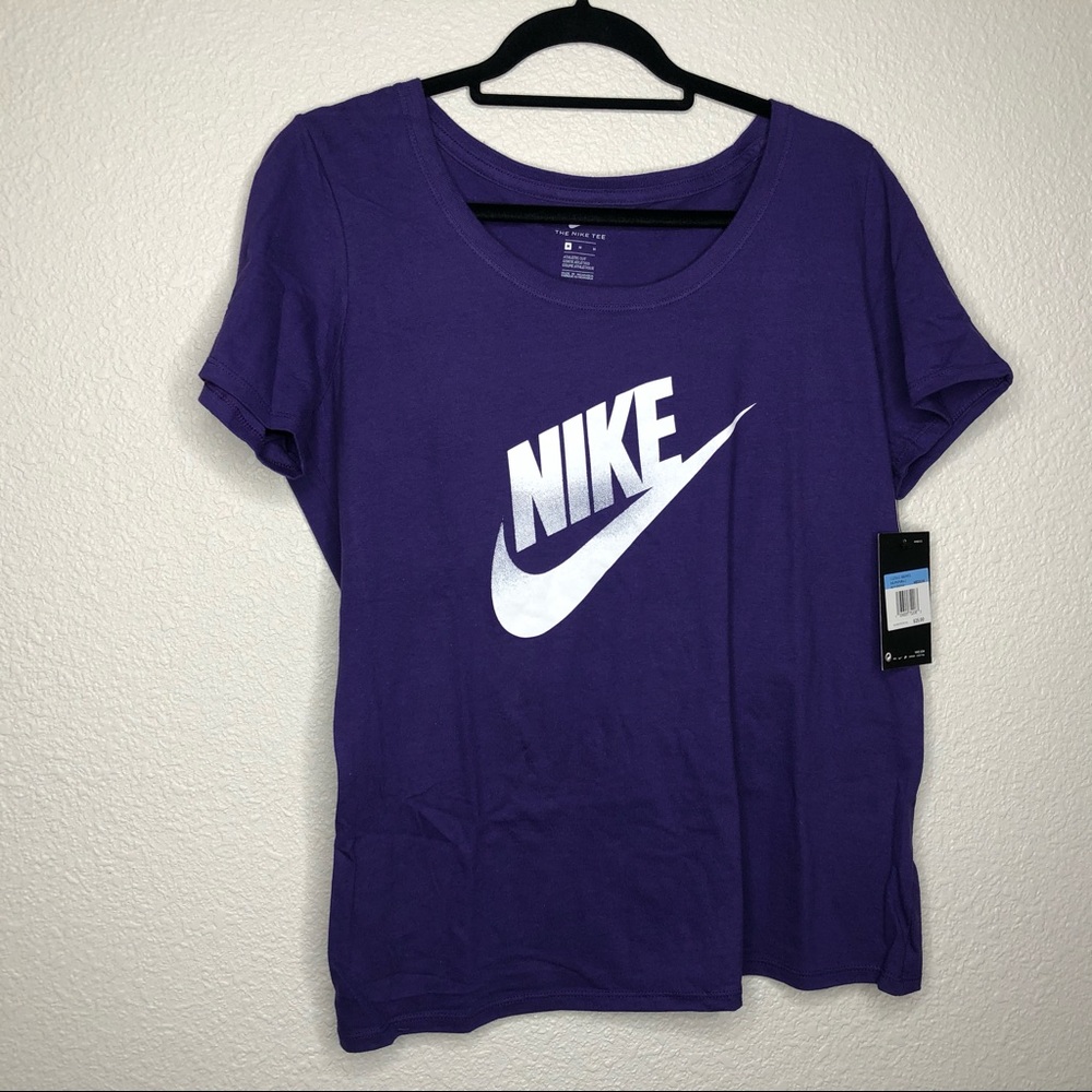 Nike t-shirt purple with white logo.